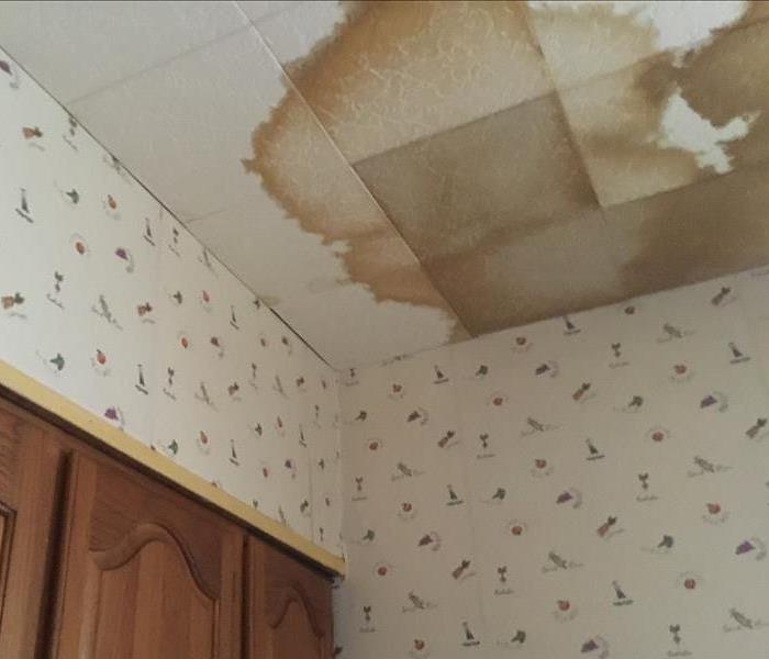 Water damaged ceiling.