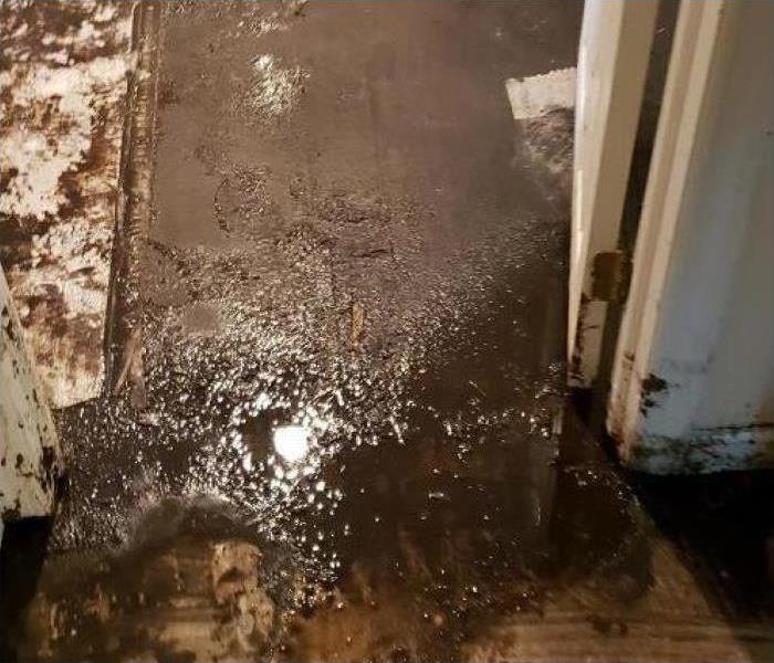 The floor of a house covered with mud from flooded waters