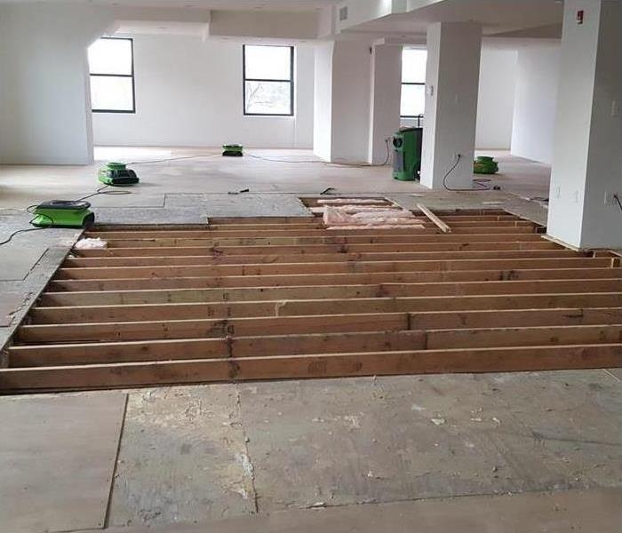 Removed flooring in a commercial building