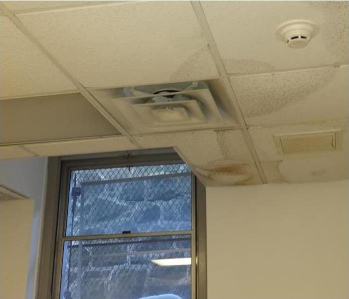 Ceiling damaged by storm water